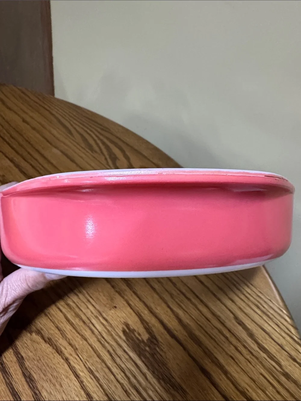 Pyrex Flamingo Pink #221 8.75” Milk Glass Round Cake Pan Vintage